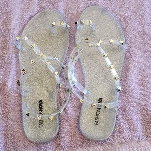Fashion Nova clear sandals with Silver studs
